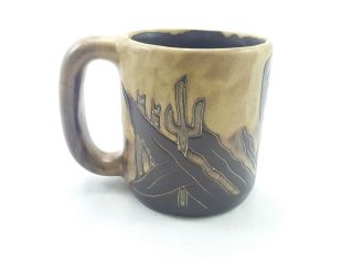 Mexican Ceramic Glazed Coffee Cup Mug Artist Signed Oversize 20 Oz
