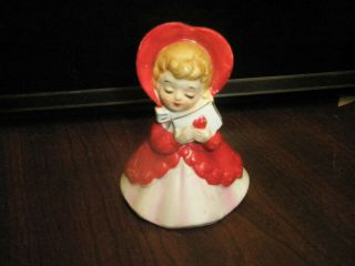 Lefton China Red Heart Bonnet With Heart Letter Valentines Day Figurine
