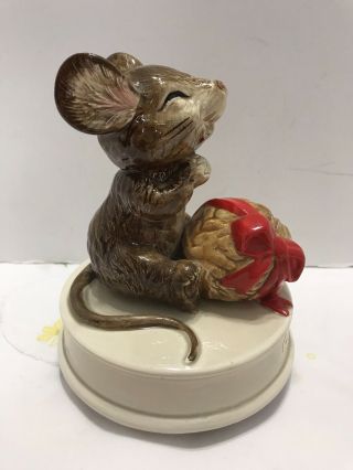 Otagiri Gibson Cards Christmas Mouse With Present Music Box “My Favorite Things” 3