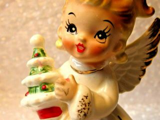 Josef Originals Figurine Blond Christmas Angel Holding Tree