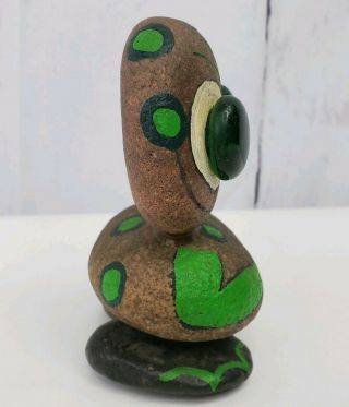 90 ' s Green Eyed Alien Arizona Hippie Pet Rock Painted Rock Figurine Pop Art 4