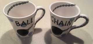 Ball and Chain Coffee Mugs Lorrie Veasey Our Name is Mud Wedding or Anniversary 4