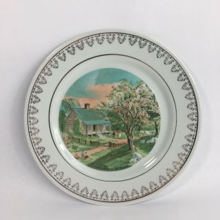 Currier And Ives Collector Plate Spring Gold Border (782)