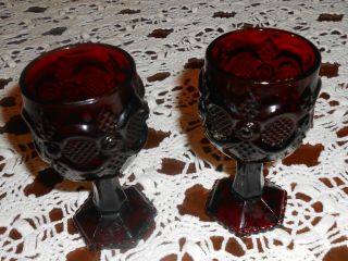 Avon Cape Cod Ruby Red Glass Elegant Wine Glass Set (2 Glasses)