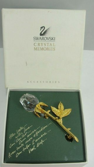 Swarovski Crystal Memories Rose Bud Pin Brooch Box