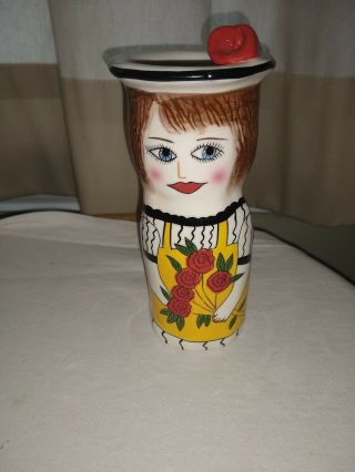 Susan Paley Ganz Roseanne Lady Ceramic Vase