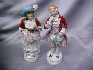 Vintage Colonial Courting Couple Figurines Victorian Man Woman Figure Japan 9 In