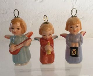 3 Vintage Goebel W.  Germany Angel 2 " Ornaments Musical Instruments&lantern Sweet