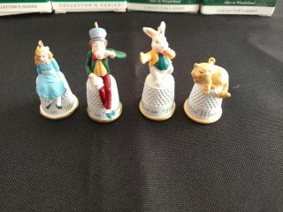 Hallmark Thimble Ornament Complete Set Alice In Wonderland Series 1995,  96,  97,  98
