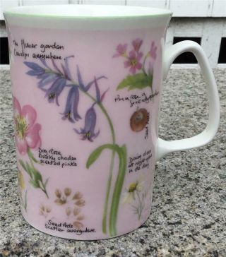 Rose Of England Bone China Mug Cup Floral Pink Prim Rose Purple Cowslips Daisy