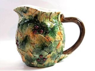 Pacific Rim Pitcher Green Leaves And Berries 7 " Decorative Gift