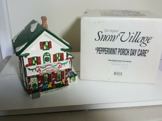 Department 56 Snow Village " Peppermint Porch Day Care " Building.  Box