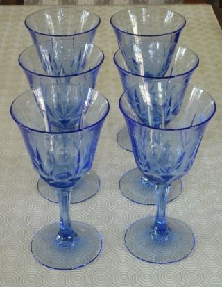 Six Avon American Blue Water Goblets