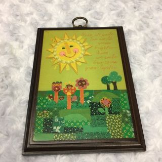 Hallmark Sun Flower Small Vintage Wall Wooden Hanging Plaque Decor W Quote Image