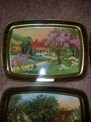 COMPLETE Set of 4 Currier And Ives VINTAGE American Homestead 1868 trays 2