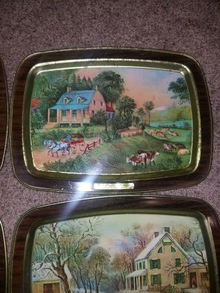 COMPLETE Set of 4 Currier And Ives VINTAGE American Homestead 1868 trays 3