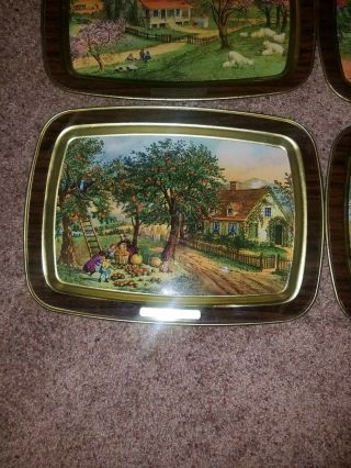 COMPLETE Set of 4 Currier And Ives VINTAGE American Homestead 1868 trays 4
