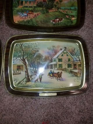 COMPLETE Set of 4 Currier And Ives VINTAGE American Homestead 1868 trays 5