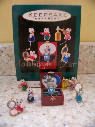 Hallmark 1995 Tiny Treasures Mice Mouse Miniature Christmas Ornament Set
