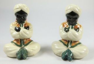 Iindian Men Turbans Swami Salt & Pepper Shakers Blackamoor Black Americana Japan