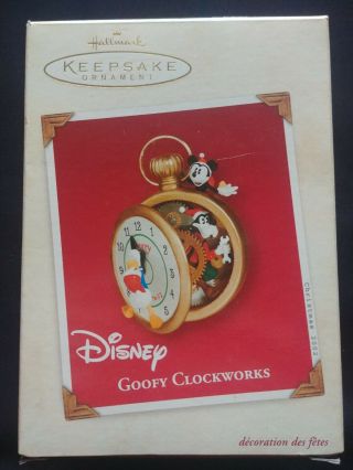 Hallmark Keepsake Ornament Disney Mickey Mouse Donald Duck Goofy Clockworks 2002