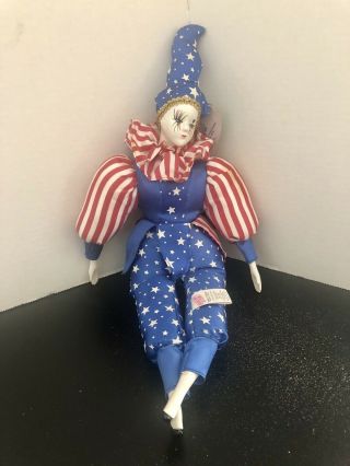 Sugar Loaf Classiques Toys Collectible Patriotic Circus Clown Doll American Flag