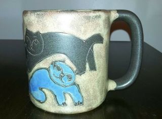 Handmade Stoneware Pottery Cats Large 16oz Coffee Cup Mug Design By Mara Mexico 4