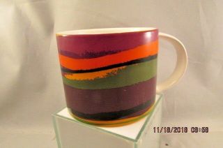 Kate Spade Saturday Colorful Bold Stripes Coffee Cup Tea Mug Purple Black Orange