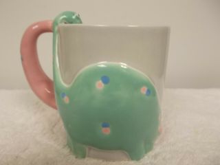 Vintage 1986 Fitz & Floyd Pink Green Dinosaurs Coffee Tea Cup Mug 3
