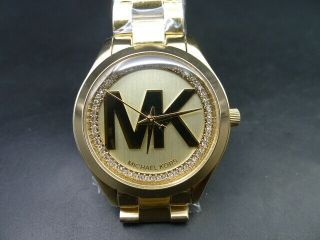 Old Stock Michael Kors Mini Slim Runway Mk3477 Gold Plated Quartz Watch