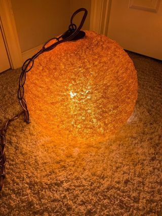 Mid Century Modern Orange Gold Spaghetti Hanging Swag Lucite Lamp Vtg