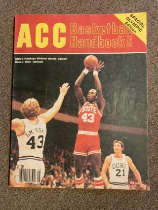 Acc Basketball Handbook 1979 - 80 Hawkeye Whitney Gminski Special Olympic Edition