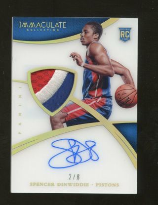 2014 - 15 Immaculate Acetate Spencer Dinwiddie Rpa Rc Rookie Patch Auto 2/8