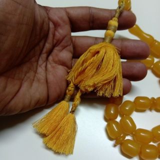 turkish unique Amber Rosary YELLOW Bakelite Islamic Prayer 33 Beads بكلايت 3