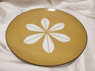 Vintage Mcm Cathrineholm,  Norway,  Enamel 12 " Platter; Lotus; Mustard/white