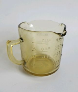 Vintage Federal Glass Amber Depression One Cup 3 Spout Measuring Cup
