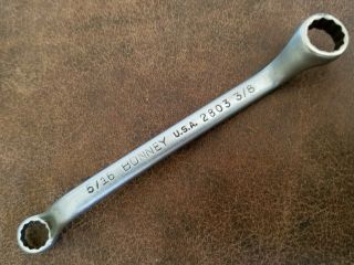 Vintage Bonney Stubby Offset Box End Wrench - 5/16 X 3/8 " - 4.  5 " Long - Rare (f)