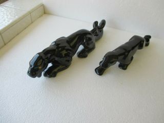 2 Vtg Black Cat Panther Art Sculpture Figurine Mid Century Modern 13 " 10 "
