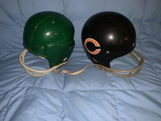 Vintage Chicago Bears & Philadelphia Eagles Football Helmets