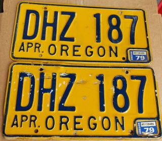 Vintage 1978 Oregon License Plate Pair Tag Dhz - 187