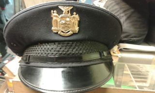 VINTAGE LANCASTER BRAND POLICE/MILITARY UNIFORM HAT WITH BADGE 2