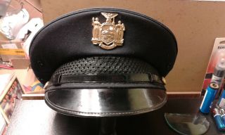 VINTAGE LANCASTER BRAND POLICE/MILITARY UNIFORM HAT WITH BADGE 3