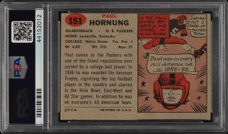 1957 Topps Football Paul Hornung ROOKIE RC 151 PSA 5 EX (PWCC) 2