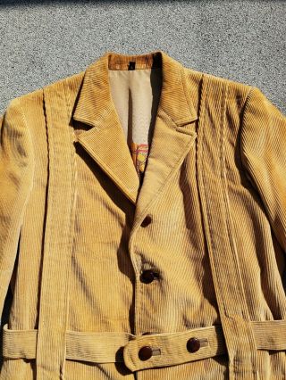 Vintage Corduroy Norfolk Hunting Shooting Wading Jacket Leather Buttons RARE 2