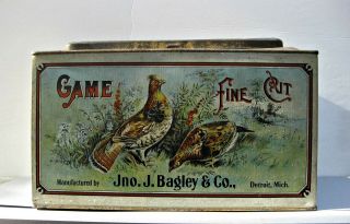 Antique Game Fine Cut Tobacco Tin Grouse Cigar Upland Partridge Jno Bagley & Co.
