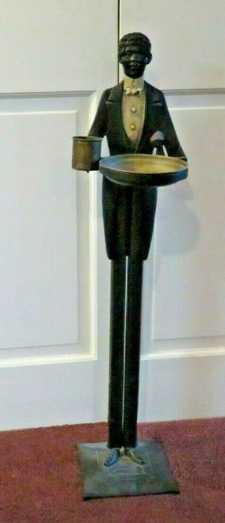 Vintage Black Butler Cast - iron Smoke Stand with Ashtray - 36 