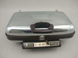 Vintage General Electric Ge A3g44t Automatic Grill Waffle Maker Baker Chrome