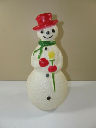Vintage 13 " Dimpled Snowman Plastic Blow Mold With Light Cord