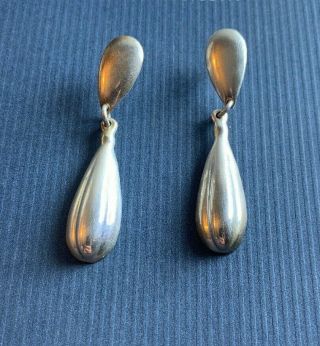 Vtg Taxco Mexican Sterling Silver 925 Modernist Long Earrings 2 1/2 " Tr - 92 7 N