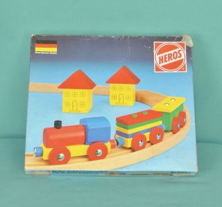 Heros Holz - Schienenbahn West German Vintage Wood Magnetic Train & Track Set